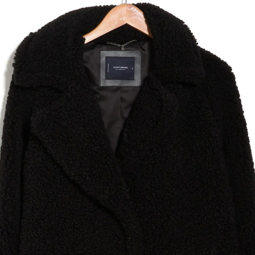 Lucky brand teddy coat, size large, color black